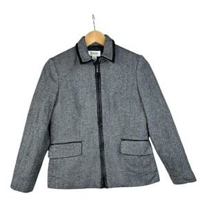 Talbots Petites Full Zip‎ Wool Jacket size 2 Gray